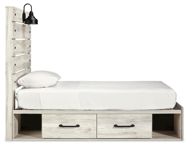 Cambeck Twin Panel Bed with Storage, Dresser, Mirror, Chest and 2 Nightstands - Whitewash (13)
