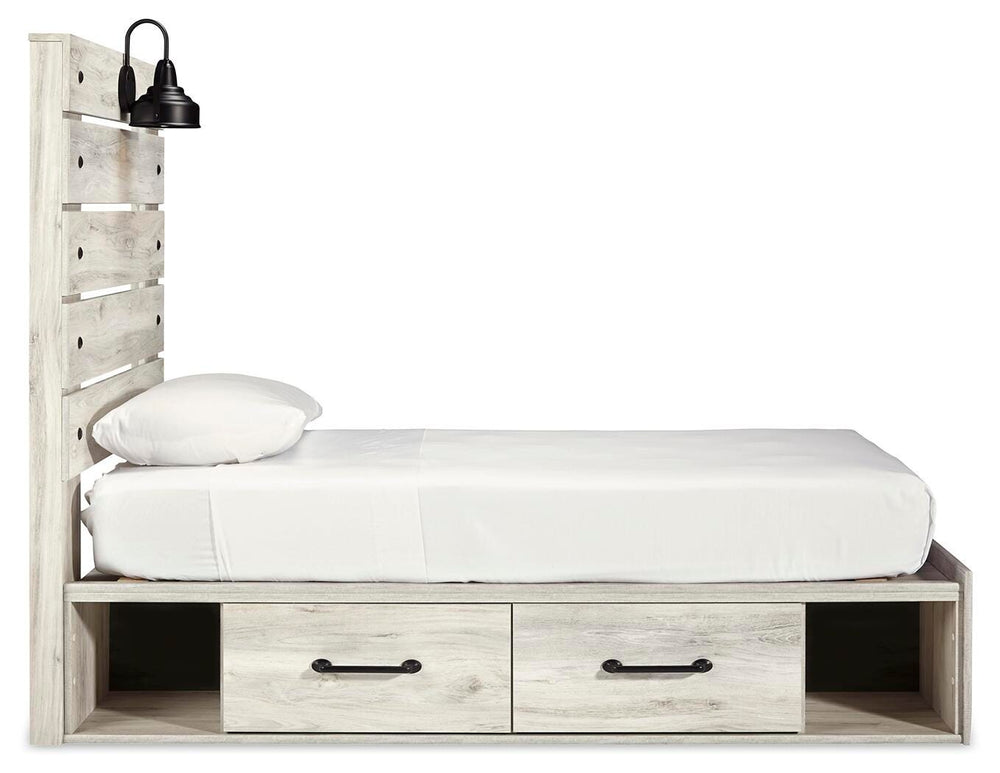 Cambeck Twin Panel Bed with Storage, Dresser, Mirror, Chest and 2 Nightstands - Whitewash (13)