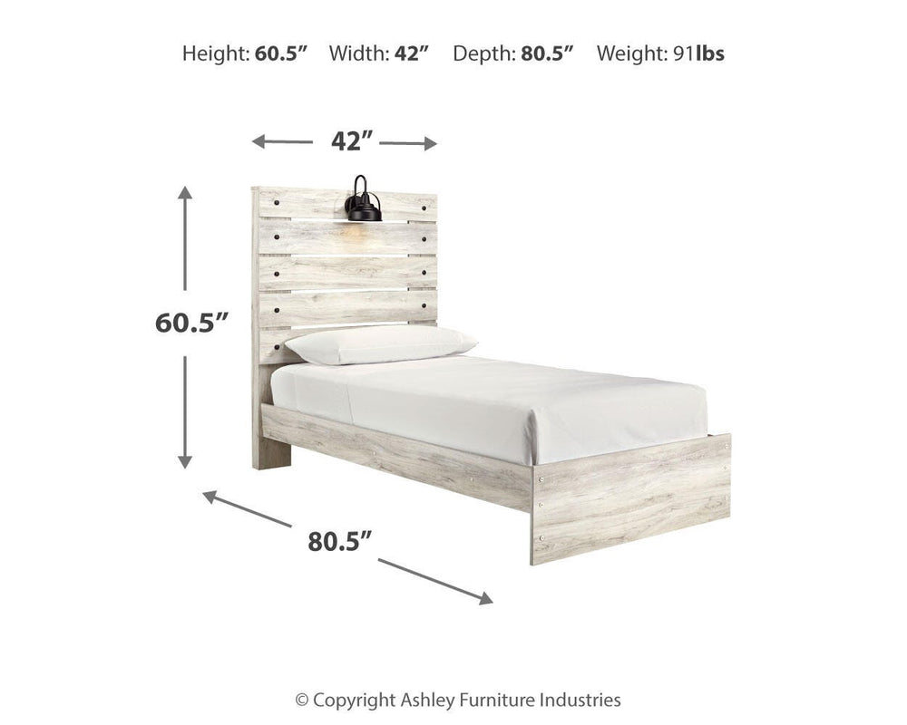 Cambeck Twin Panel Bed, Dresser, Mirror and Nightstand - Whitewash (8)