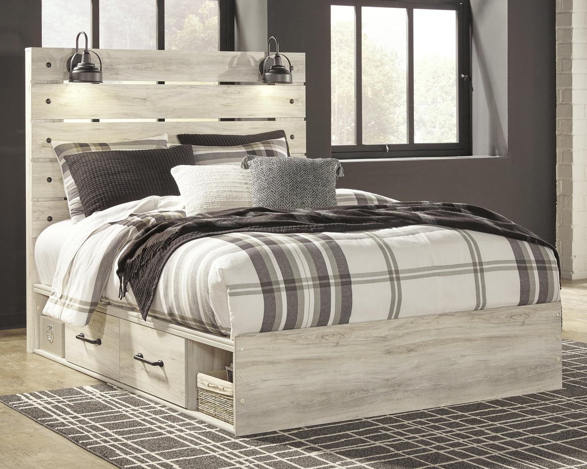 Cambeck Queen Panel Bed with 2 Storage Drawers - Whitewash (2)
