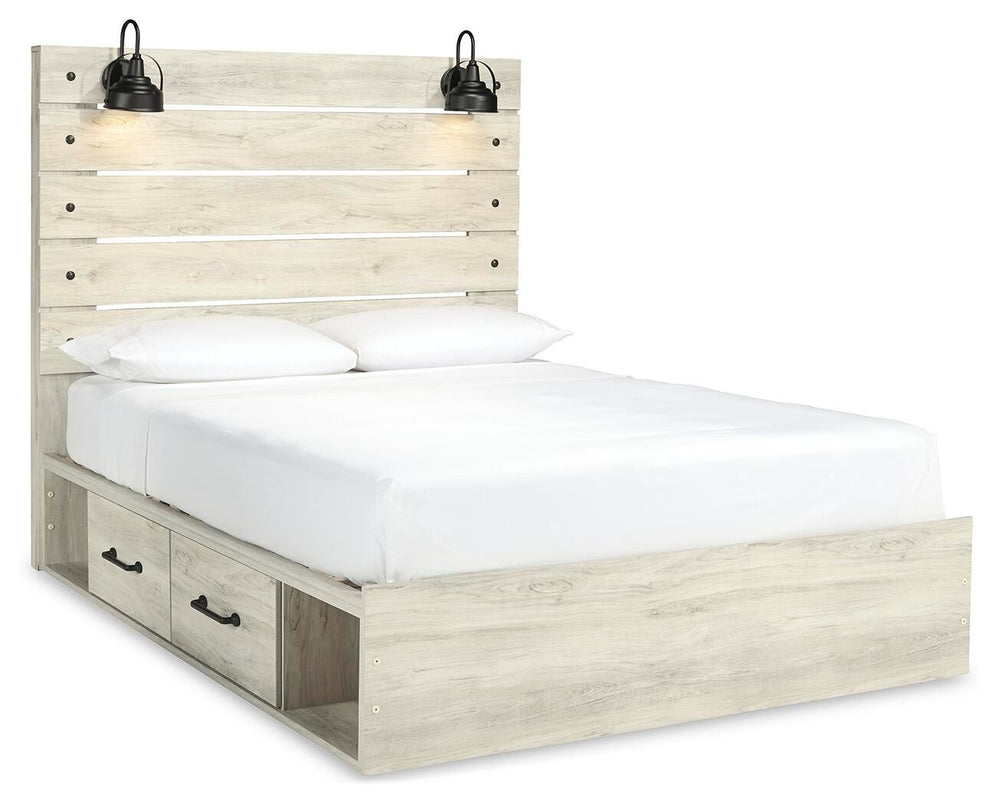 Cambeck Queen Panel Bed with 2 Storage Drawers - Whitewash (1)