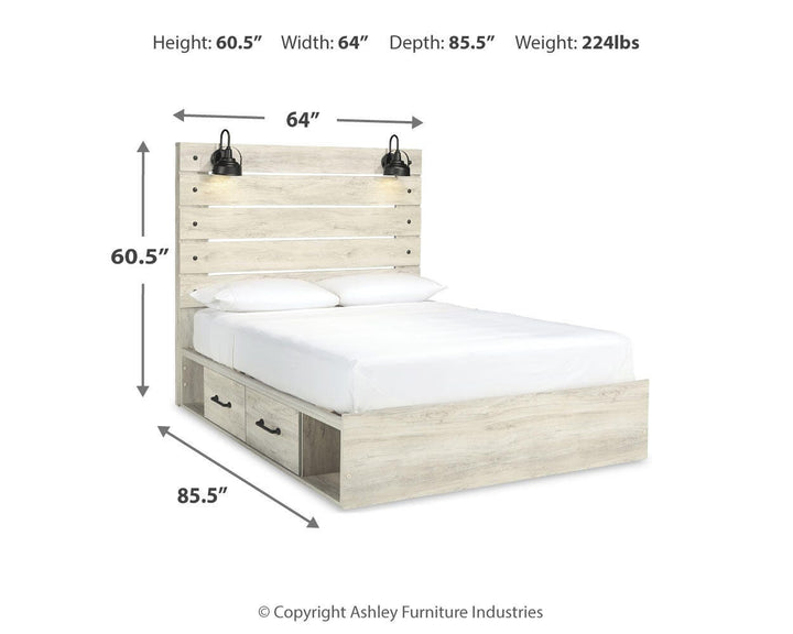Cambeck Queen Panel Bed with Storage, Dresser, Mirror and Nightstand - Whitewash (14)