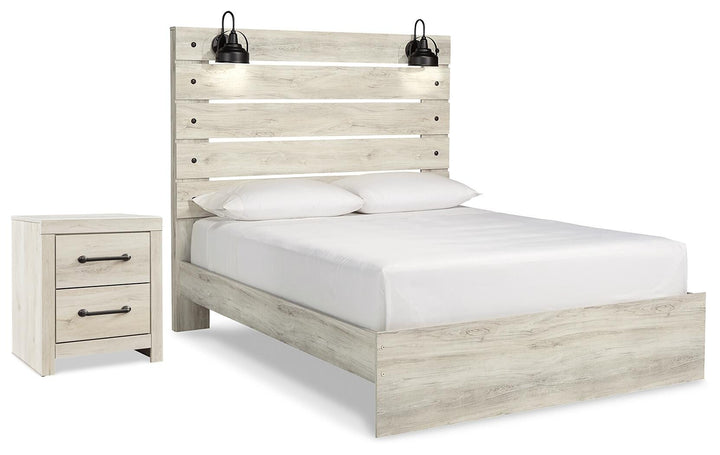 Cambeck Queen Panel Bed and 2 Nightstands - Whitewash (1)