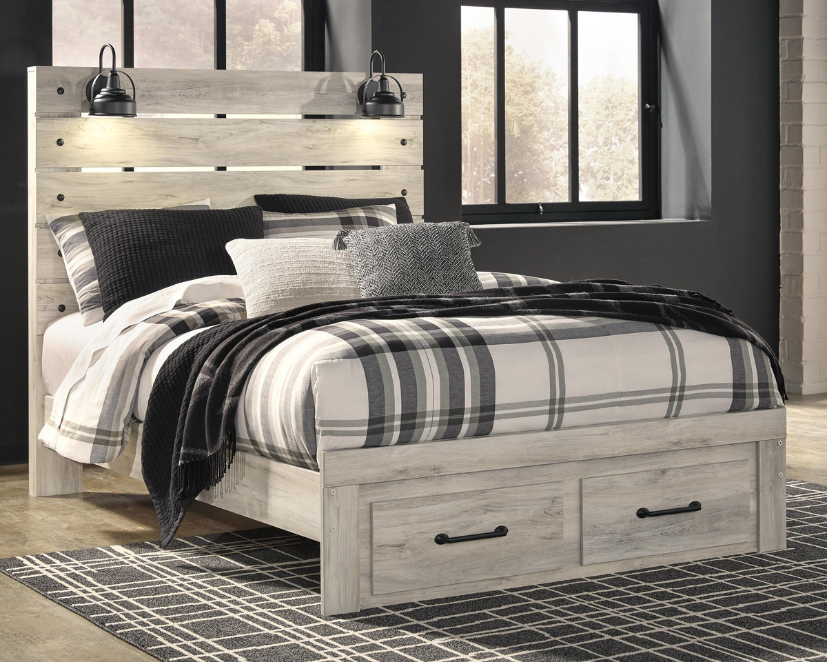 Cambeck Queen Panel Bed with 2 Storage Drawers - Whitewash (2)
