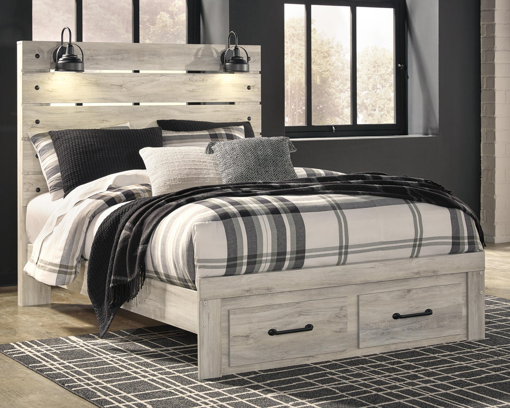 Cambeck Queen Panel Bed with 2 Storage Drawers - Whitewash (2)