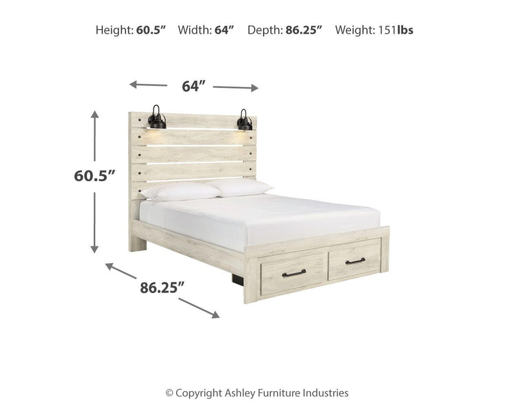 Cambeck Queen Panel Storage Bed, Dresser and 2 Nightstands - Whitewash (17)