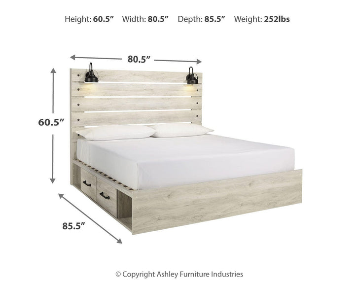 Cambeck King Storage Bed, Dresser, Mirror and 2 Nightstands - Whitewash (15)
