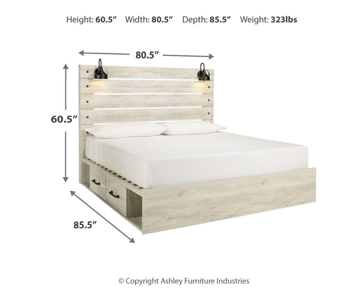 Cambeck King Panel Bed with Storage, Dresser, Mirror, Chest and 2 Nightstands - Whitewash (22)