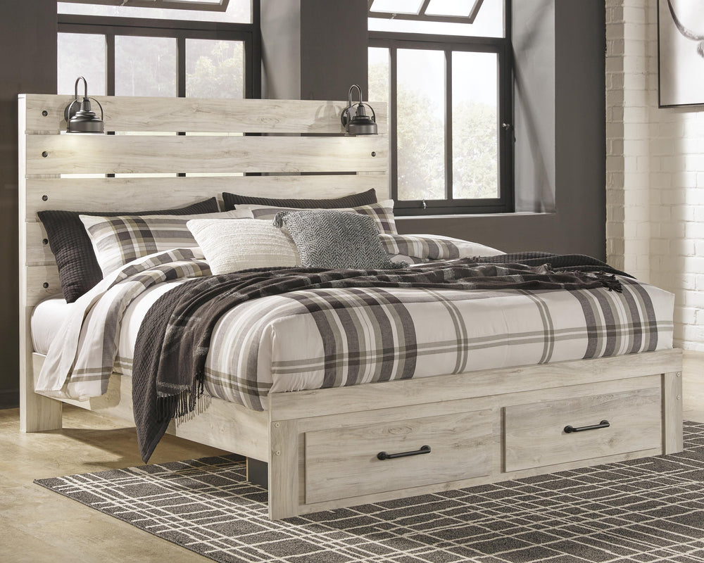 Cambeck King Panel Storage Bed, Dresser, Mirror and Nightstand - Whitewash (16)