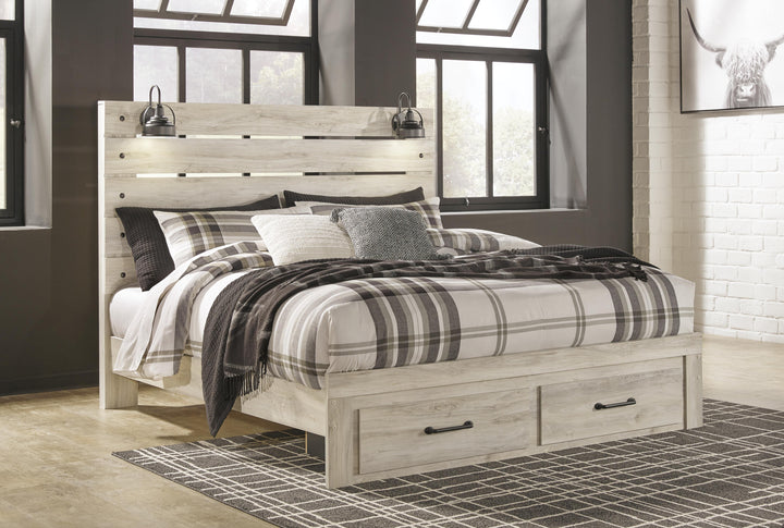 Cambeck King Panel Storage Bed, Dresser, Mirror and Nightstand - Whitewash (17)