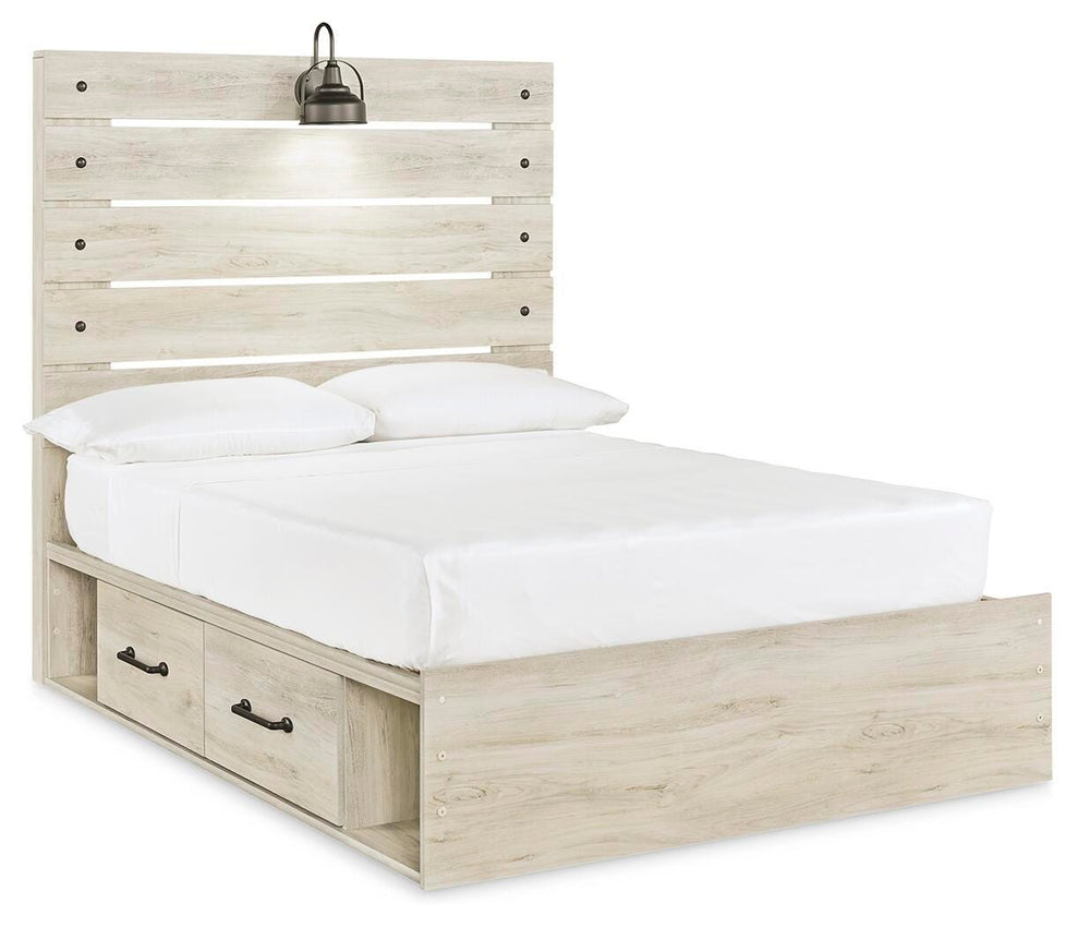 Cambeck Full Panel Bed with 2 Storage Drawers - Whitewash (1)