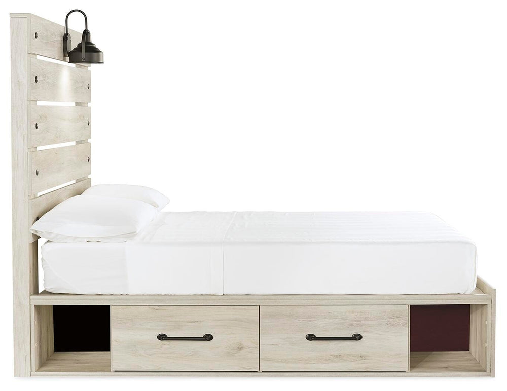 Cambeck Full Panel Bed with 2 Storage Drawers - Whitewash (5)