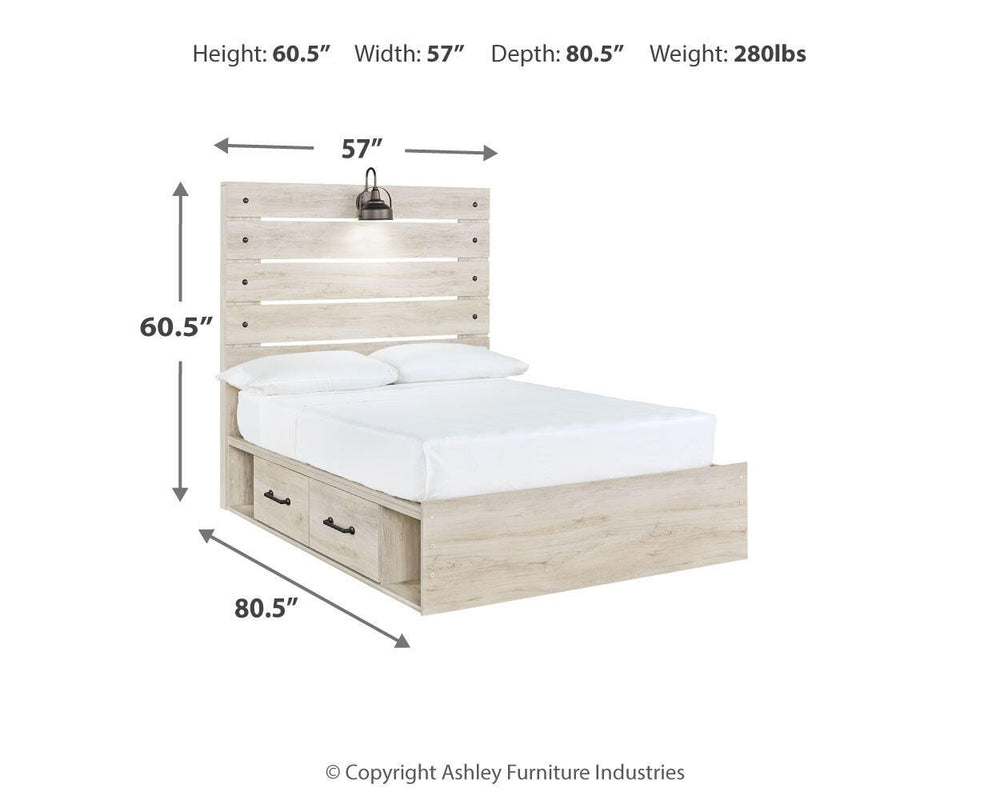 Cambeck Full Panel Bed with 4 Storage Drawers - Whitewash (4)