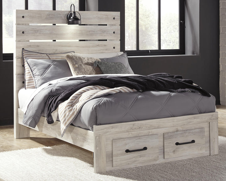 Cambeck Full Panel Bed with 2 Storage Drawers - Whitewash (2)