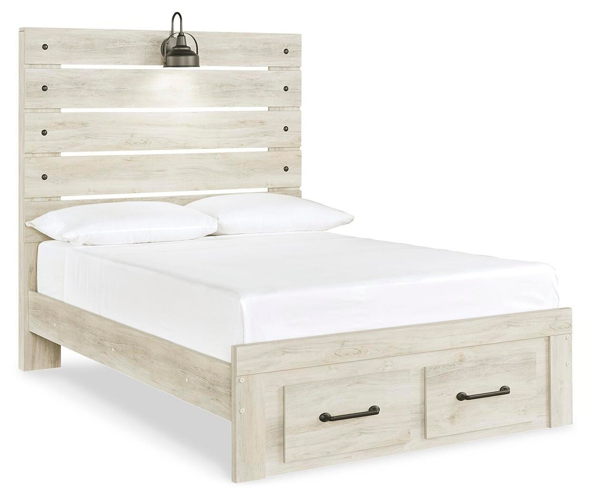 Cambeck Full Panel Bed with 2 Storage Drawers - Whitewash (1)