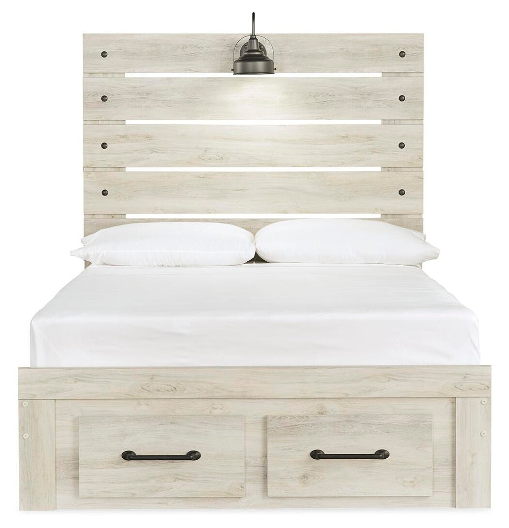 Cambeck Full Panel Bed with 2 Storage Drawers - Whitewash (3)