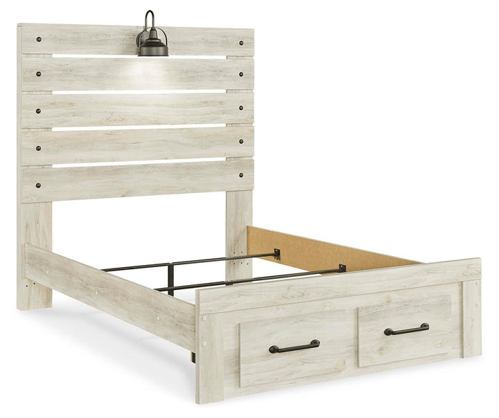 Cambeck Full Panel Bed with 2 Storage Drawers - Whitewash (6)