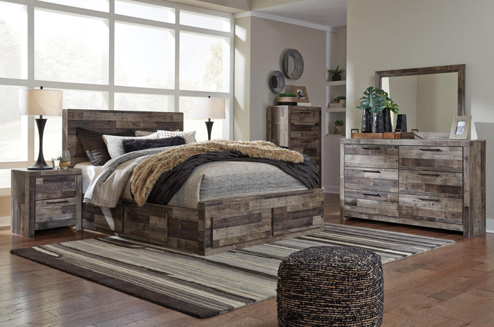 Derekson Queen Panel Bed with 4 Storage Drawers - Dark Gray (6)