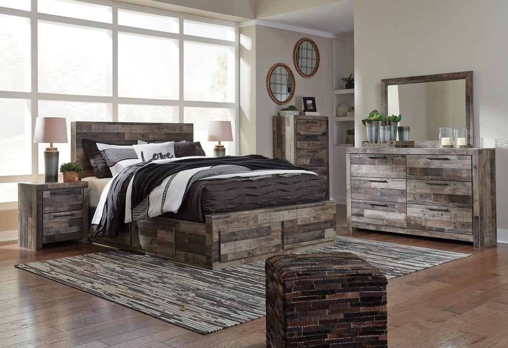 Derekson Queen Panel Bed with 4 Storage Drawers - Dark Gray (7)