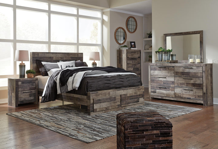 Derekson Queen Panel Bed with 2 Storage Drawers - Multi Gray (5)