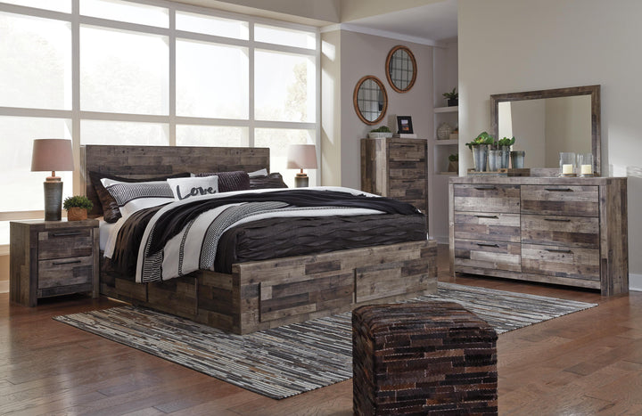 Derekson King Panel Bed with 4 Storage Drawers - Dark Gray (6)