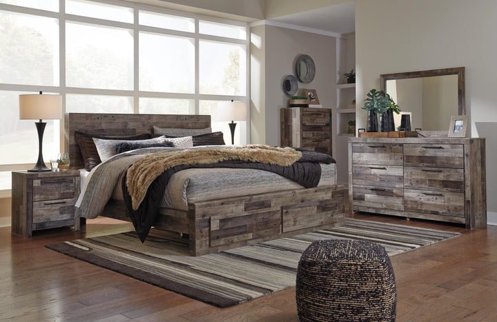Derekson King Panel Bed with 2 Storage Drawers - Multi Gray (5)