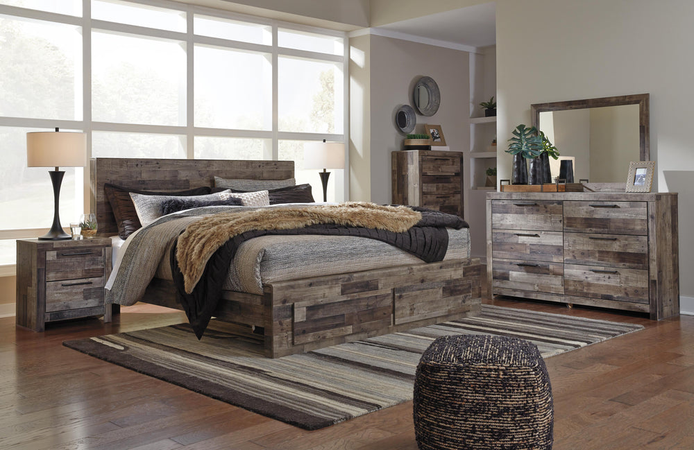 Derekson King Panel Bed with 2 Storage Drawers - Multi Gray (5)