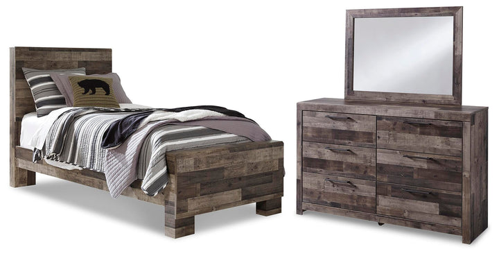 Derekson Twin Panel Bed, Dresser and Mirror (1)