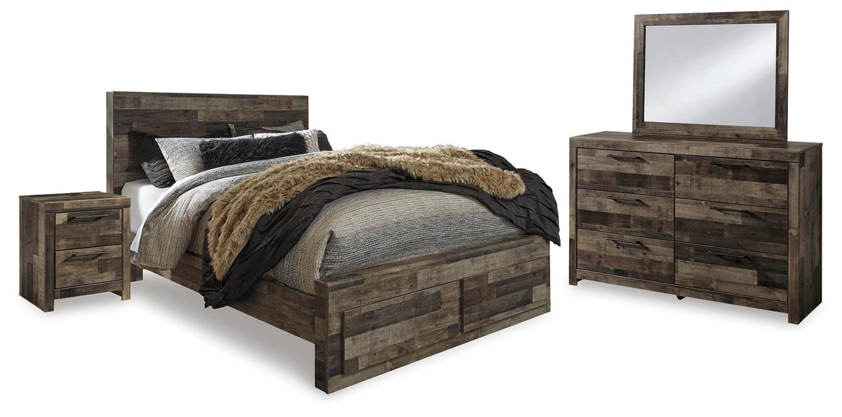 Derekson Queen Panel Storage Bed with Mirrored Dresser and Nightstand - Multi Gray (2)