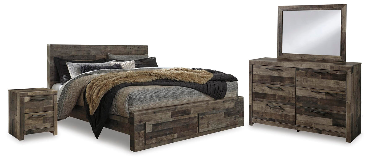 Derekson King Panel Storage Bed, Dresser and Nightstand - Multi Gray (2)