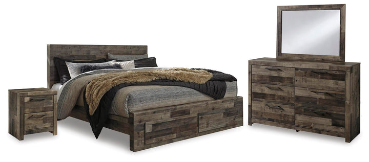 Derekson King Panel Storage Bed, Dresser and Nightstand - Multi Gray (2)