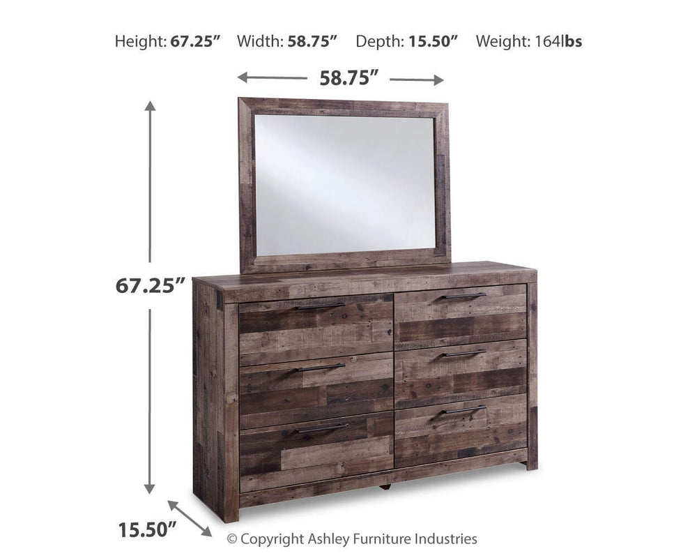 Derekson King Panel Bed, Dresser, Mirror and Chest - Multi Gray (5)