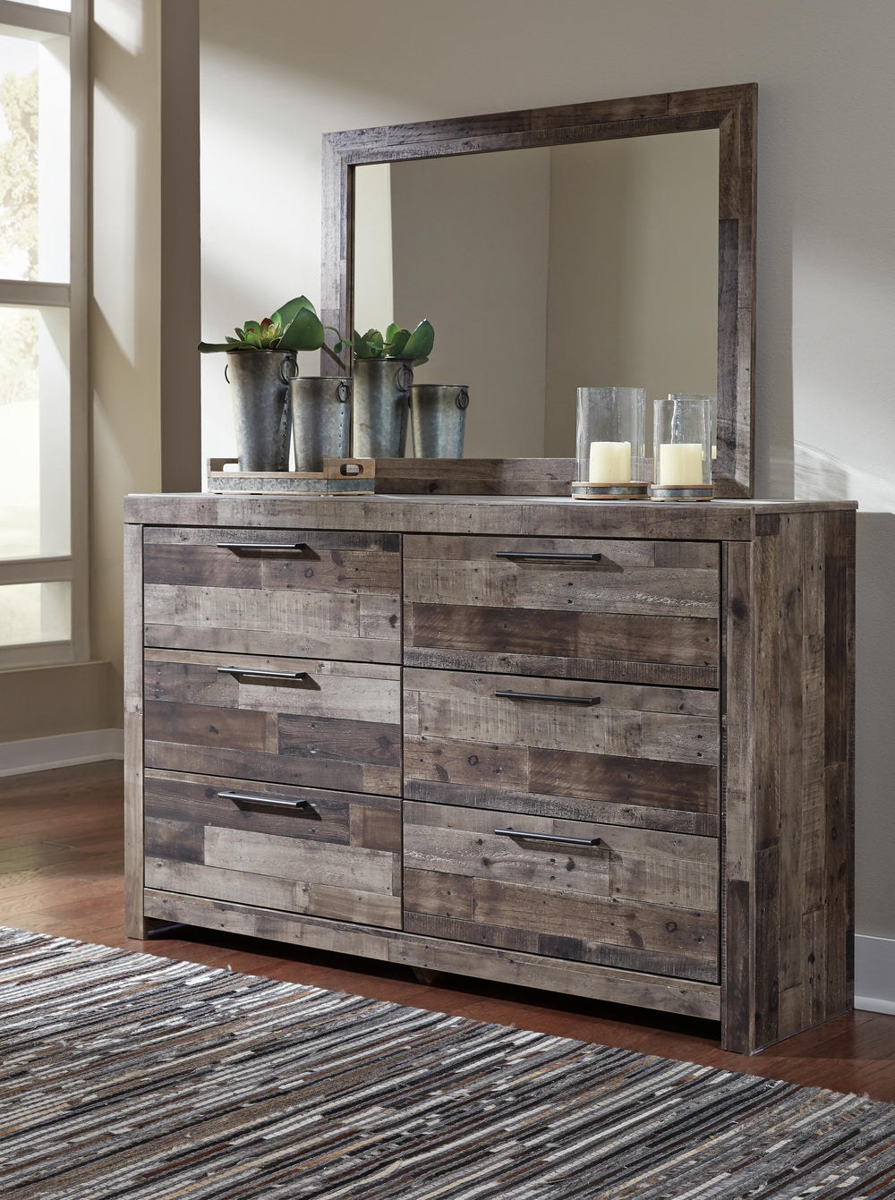 Derekson Dresser and Mirror - Multi Gray (2)