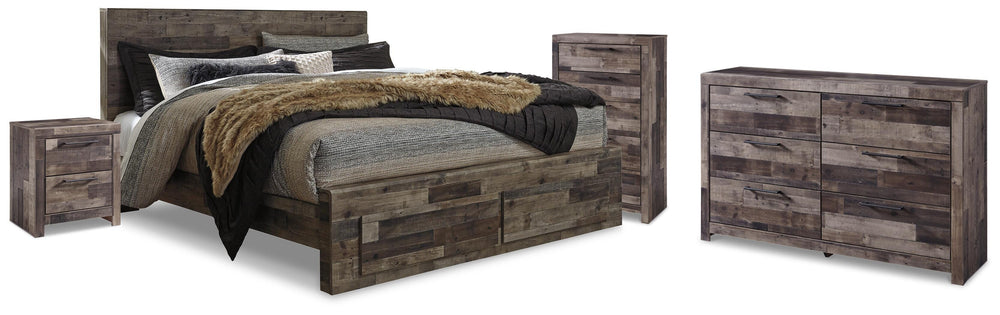 Derekson King Panel Bed, Dresser, Chest and Nightstand - Multi Gray (1)
