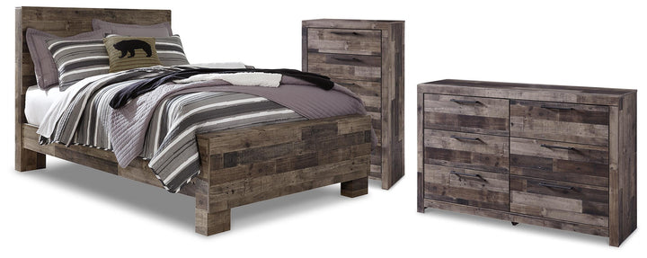 Derekson Full Panel Bed, Dresser and Chest - Multi Gray (1)