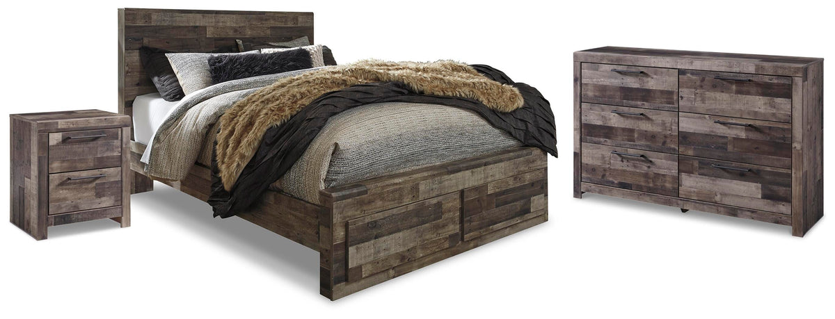 Derekson Queen Panel Storage Bed, Dresser and Nightstand - Multi Gray (1)