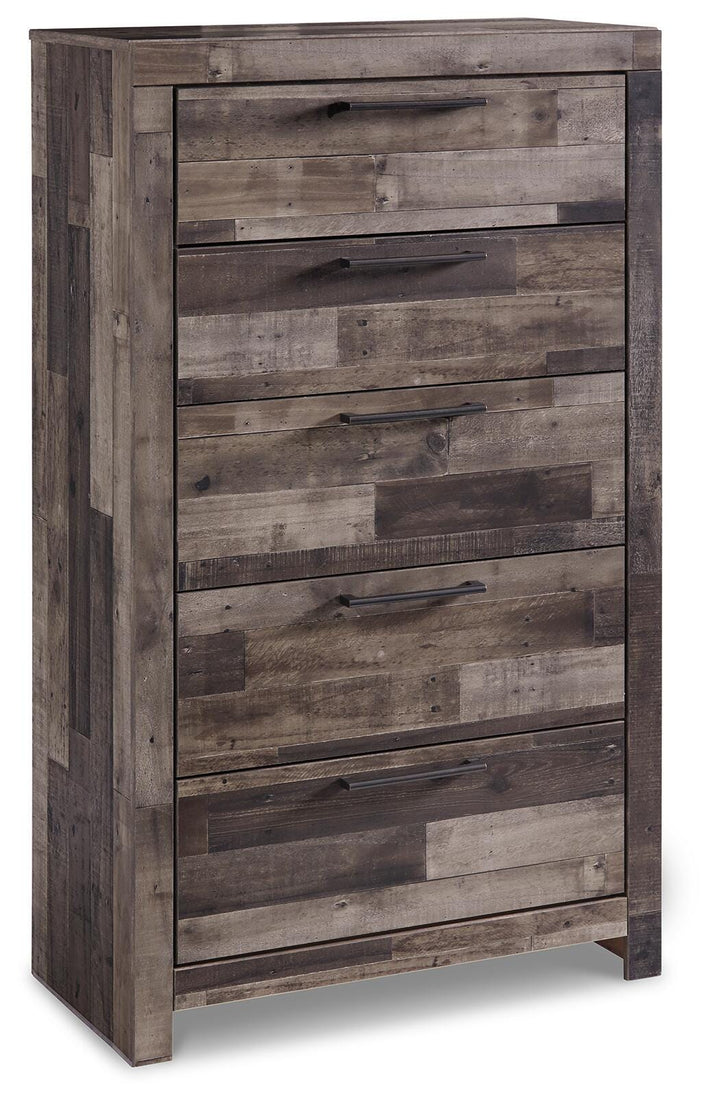 Derekson Queen Panel Storage Bed, 2 Chests and 2 Nightstands - Multi Gray (2)