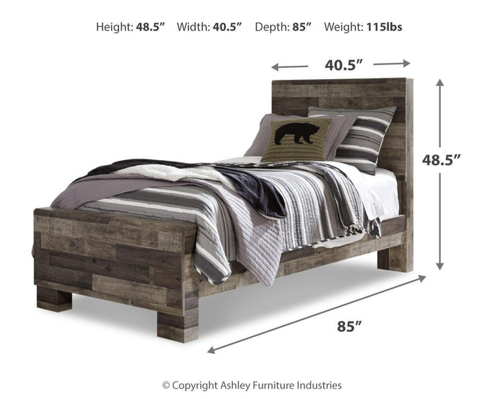 Derekson Twin Panel Bed and Dresser - Multi Gray (5)