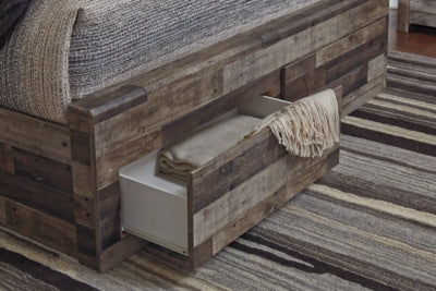 Derekson King Panel Bed with 4 Storage Drawers - Dark Gray