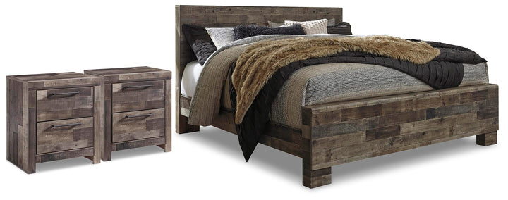 Derekson King Panel Bed and 2 Nightstands - Multi Gray (1)