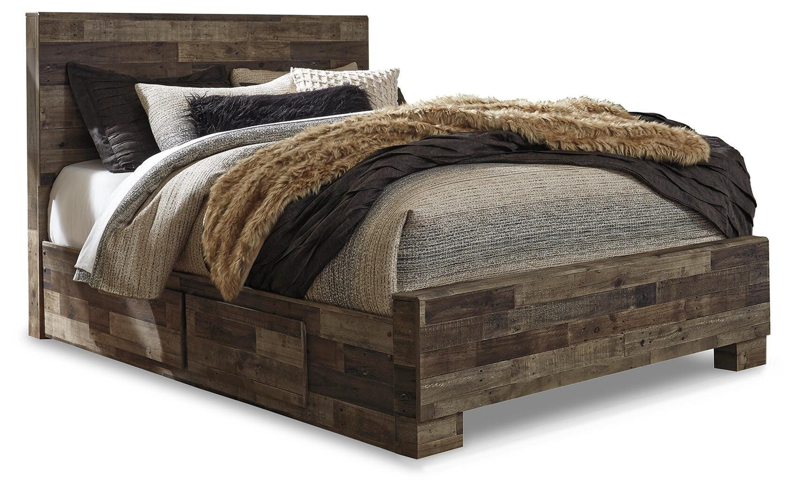Derekson Queen Panel Bed with 2 Side Storage - Dark Gray (1)
