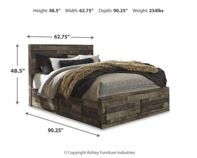 Derekson Queen Panel Bed with 4 Storage Drawers - Dark Gray