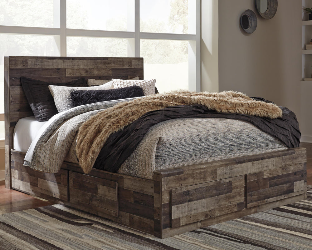 Derekson Queen Panel Storage Bed, Dresser and 2 Nightstand - Multi Gray (8)