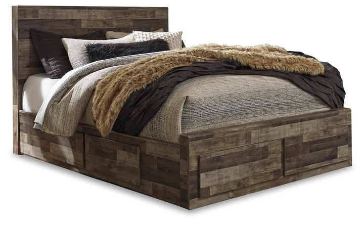 Derekson Queen Panel Bed with 4 Storage Drawers - Dark Gray (1)