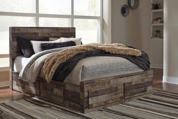Derekson Queen Panel Bed with 6 Storage Drawers - Multi Gray (1)