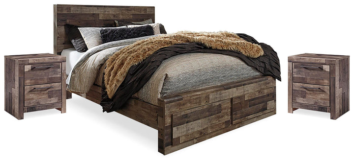 Derekson Queen Panel Storage Bed and 2 Nightstands - Multi Gray (1)