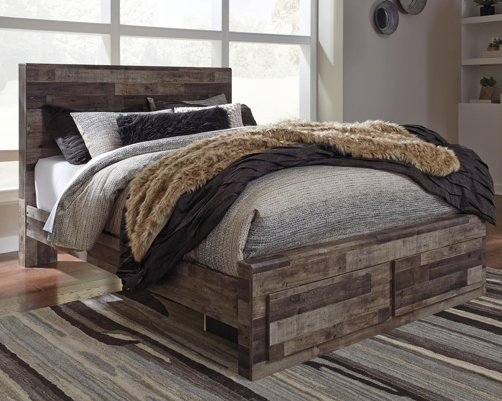 Derekson Queen Panel Storage Bed with Mirrored Dresser and Nightstand - Multi Gray (10)