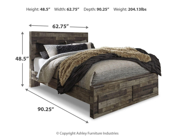Derekson Queen Panel Storage Bed, Dresser, Mirror and 2 Nightstands - Multi Gray (7)