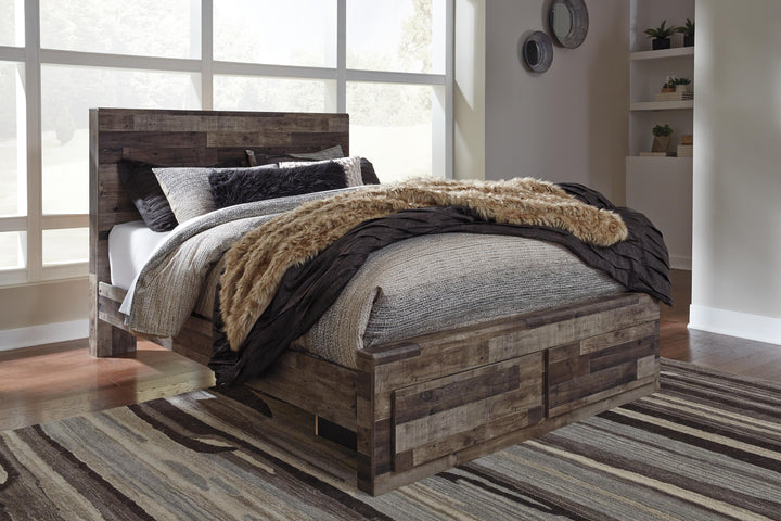 Derekson Queen Panel Bed with 2 Storage Drawers - Multi Gray (1)