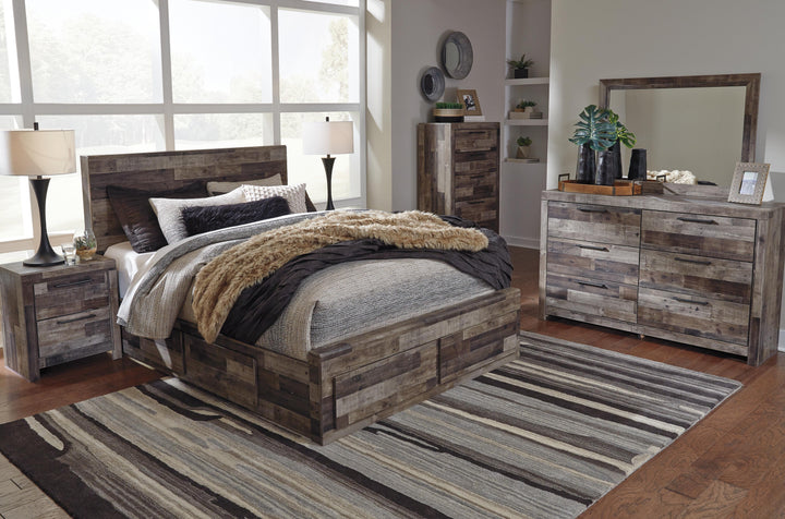 Derekson Queen Panel Bed with 4 Storage Drawers - Dark Gray (8)